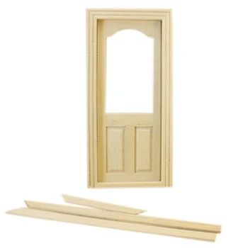 

Dollhouse Miniature Mini Wooden Door Furniture Model DIY Unpainted Wood color