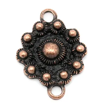 

DoreenBeads Zinc metal alloy Connectors Findings Flower Antique Copper Dot Pattern 23.5mm( 7/8") x 18.0mm( 6/8"), 3 PCs 2015 new