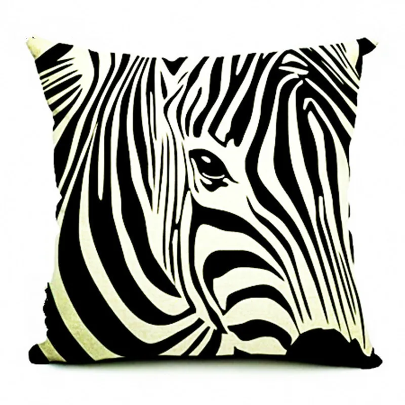 

Kiwiberry Home Decor Linen Decorative Pillow Cover Zebra Horse Printed Sofa Cushion Covers Sequin Pillow Case 45*45 Cojines