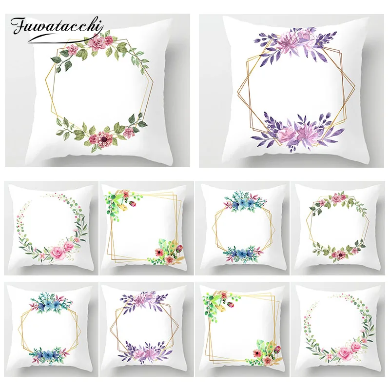 

Fuwatacchi Floral Print Decorative Pillows Cover flower Leaf Pillow Case Sofa wedding decoration Home decorative Cushion Cover