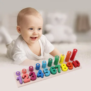 

Wooden Baby Number Logarithmic Board Wooden Toys Puzzles Board Colorful Toys Preschool Educational Toys for Baby Kids