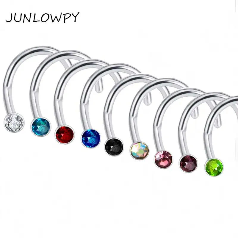 JUNLOWPY Nose Piercing Studs Jewelry 20G Nose Rings Gold Silver Woman Screw Nose Pin Crystal Body Bone Retainer Small Cheap