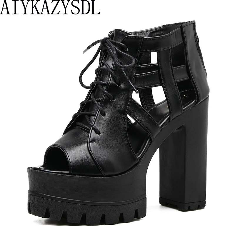 Женские сандалии-гладиаторы AIYKAZYSDL ботильоны на платформе с открытым носком