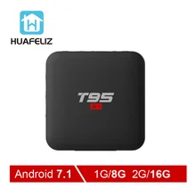 T95 S1 Смарт Android 7,1 ТВ коробка 1 ГБ 8 ГБ ОЗУ 2 Гб оперативной памяти, 16 Гб встроенной памяти, встроенная память Amlogic S905w 1080p 4K H.265 2,4 ГГц Вай-Фай HDMI IPTV Set-top Box