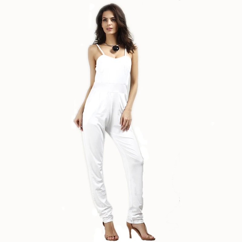 European style summer backless women tank Jumpsuits Rompers plus size ladies sleeveless white