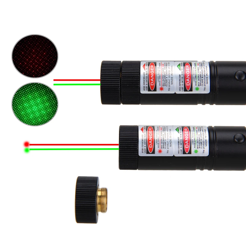 2 в 1 1 МВт 532nm зеленый и 650nm красный Лазерные фонарики Водонепроницаемый высокое Мощность лазерная указка