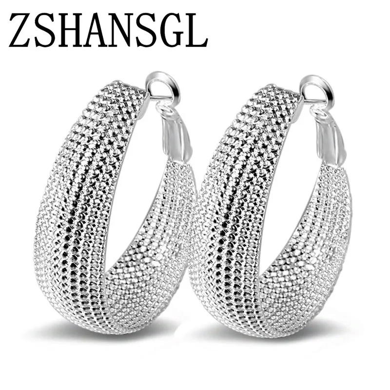 

New set white gold with S925 stamp jewelry Exaggeration Handmade Hollow Big Circuit Stud Earrings For Women Gift