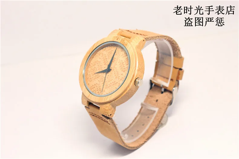 Hotime люксовый бренд пара кожаный ремешок Bamboo Часы с полной печать резки циферблат COOL КВАРЦ для мужчин Женская мода Часы
