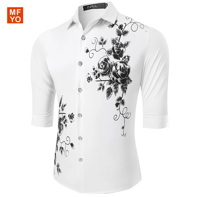 Summer New luxury Mens Casual Shirts Fashion Half Sleeve Brand Floral