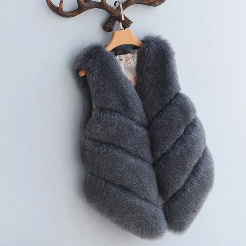 Faux Fur Coat Women 2018 Winter Fur Vest Sleeveless V-neck Warm Furs Jacket Women Coat Outwear Plus Size 3XL Warm Slim Overcoat