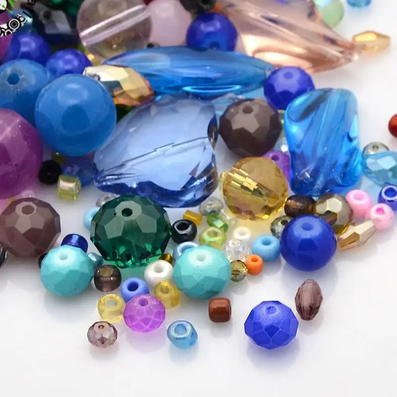 

200g/lot Mixed Glass Loose Beads Mixed Color For DIY Jewelry Accessories Finding Making Necklaces Bracelets,4~22.5x4~28.5x3~9mm