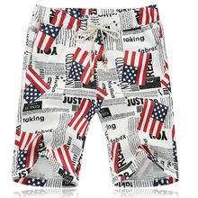 Новинка года; Стильные повседневные пляжные штаны; брюки до колена; повседневные пляжные шорты с принтом флага; большие размеры: 5XL