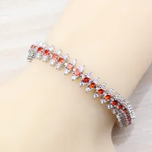 Милые свадебные красные циркониевые 925 серебряные ювелирные изделия 4 цвета регулируемые звенья цепи браслет длина 21 см