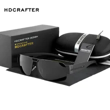 HDCRAFTER Revestimiento Polarizado Espejo gafas de Sol Hombres de Conducción Gafas de Sol Hombre Hueco Diseño de Gafas con Caja de Gafas De Sol Hombre