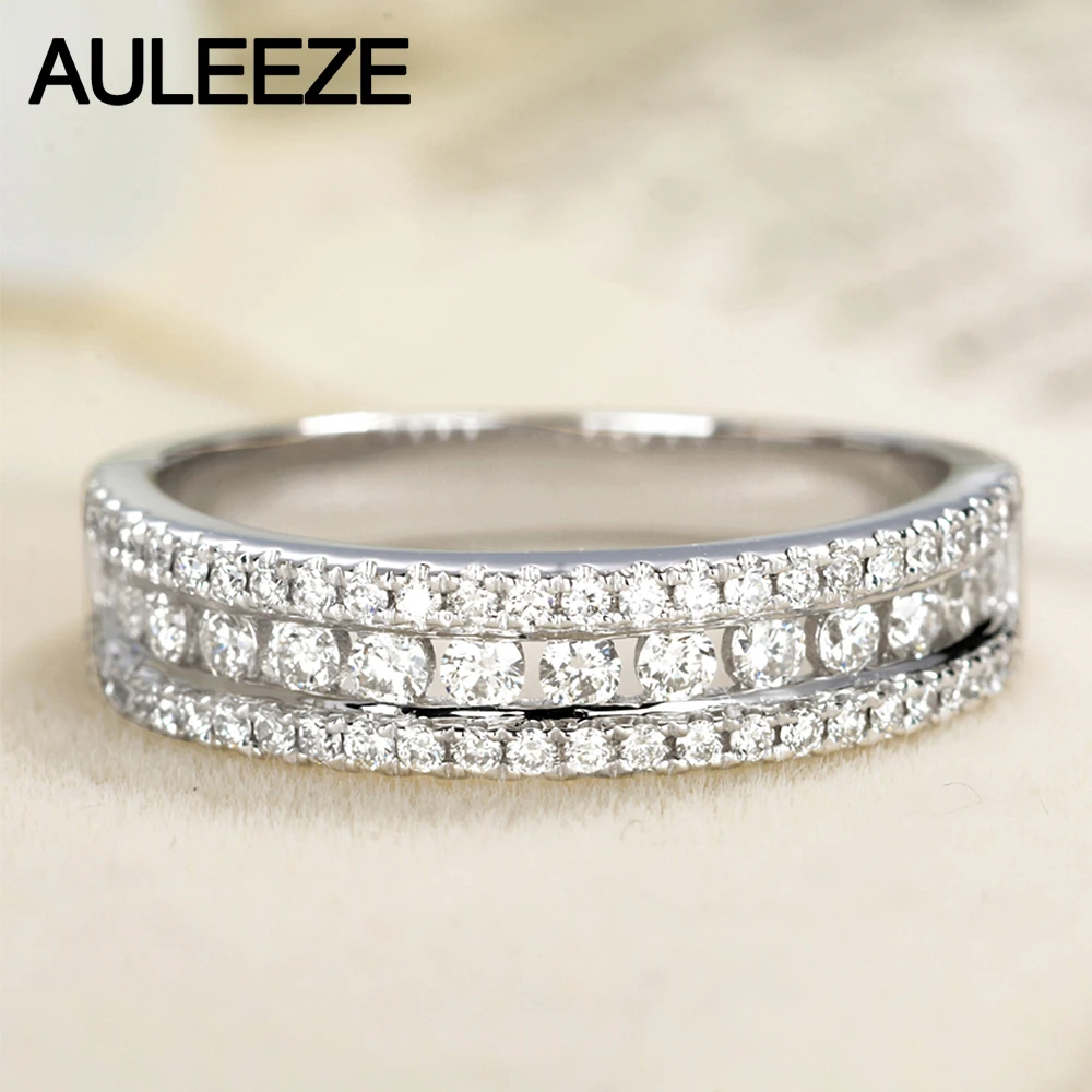 AULEEZE 0,6 cttw кольца с натуральным настоящим бриллиантом для женщин AU750 18 К желтое золото бриллиант обручальное юбилейное кольцо