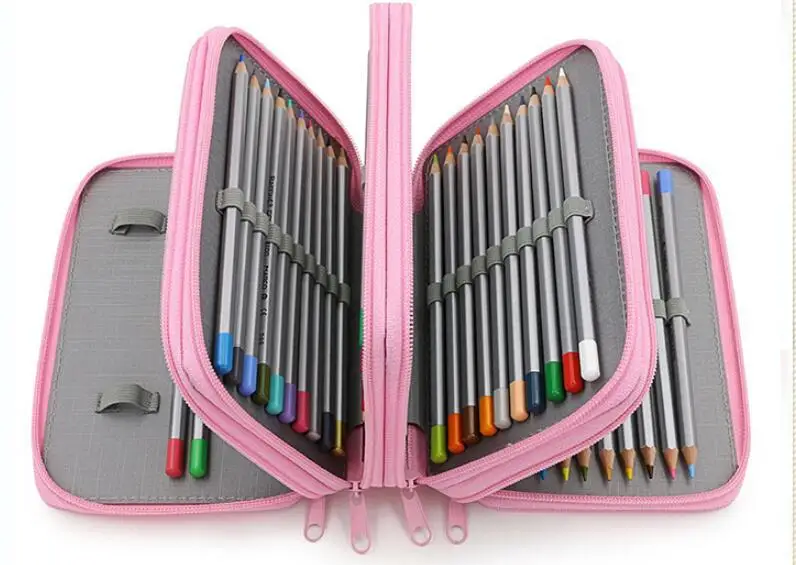 Perfect DHL Free 50 PCS/LOT Students Stationary Pen Eraser Pouch Organizer Bag 72 Inserting Large Capacity 4 Layers Pencil Holder Case 2
