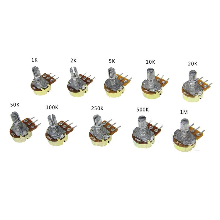 10 шт. WH148 линейный потенциометр 15 мм вал с гайками и шайбами 3pin WH148 B1K B2K B5K B10K B20K B50K B100K B250K B500K B1M
