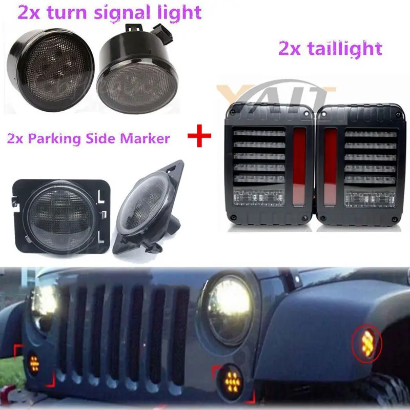 Pair LED Side Marker Light + Led Turn Lamp + Taillight For 07 16 Jeep