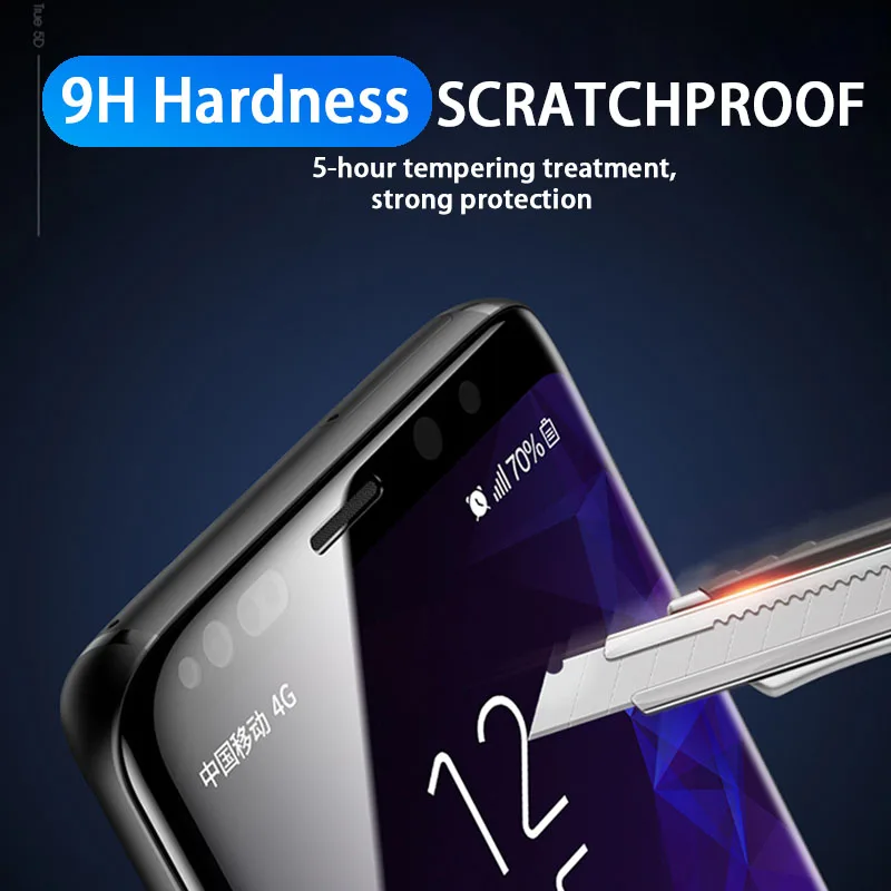 Curved Full Cover Glass For Samsung Galaxy Note 9 8 S6 S7 Edge Tempered Protective For S9 S8 Plus Screen Protector Glass Film