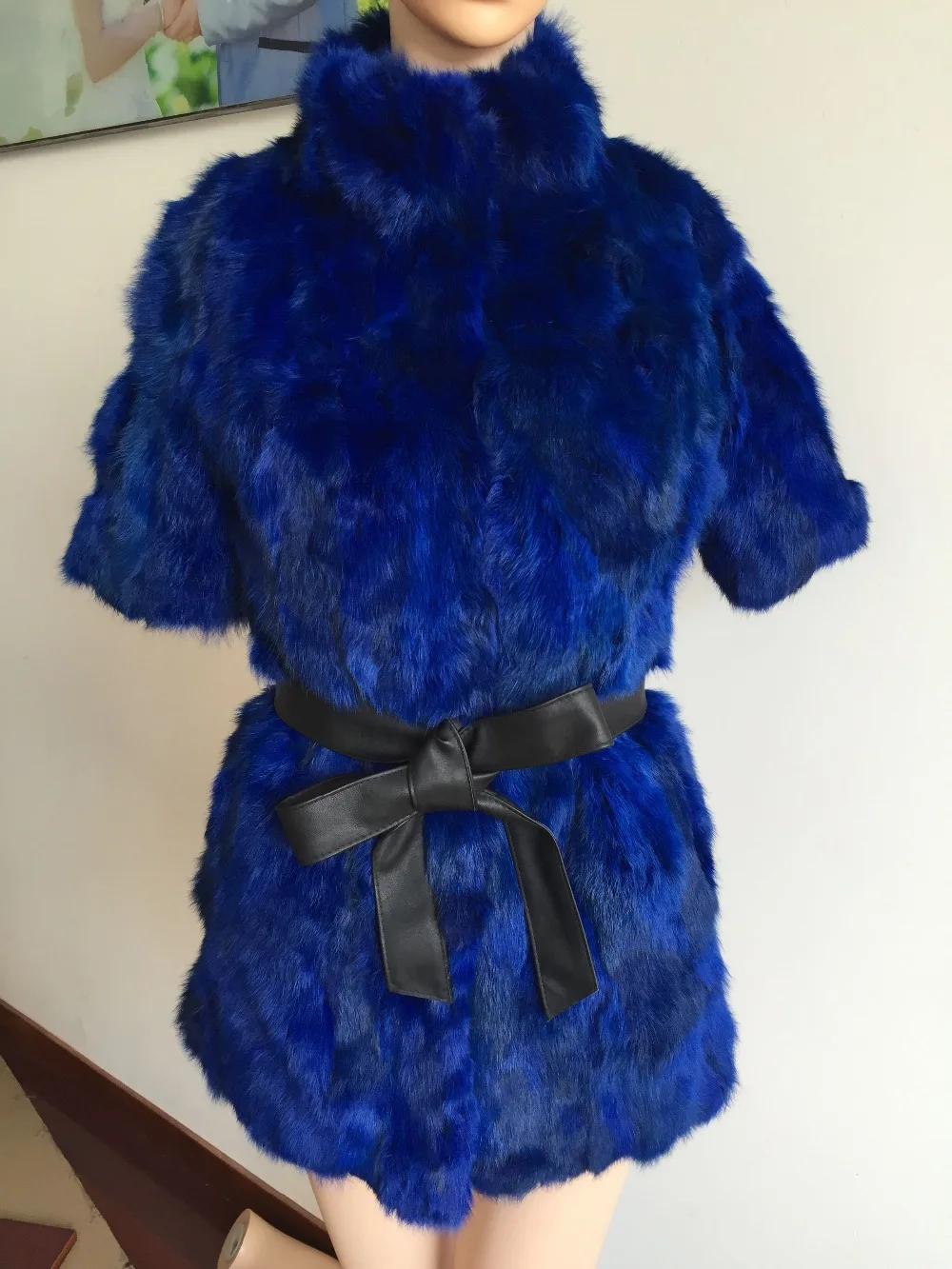 Новое поступление, Женское пальто из натурального кроличьего меха, жилет из натурального кроличьего меха, зимнее меховое пальто, большие размеры с поясом JN177