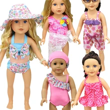 Новая стильная одежда для кукол платье с цветочным принтом для девочек 1/3, 18 дюймов 45 см, кукла в купальнике, как для 43 см, платье для маленьких кукол