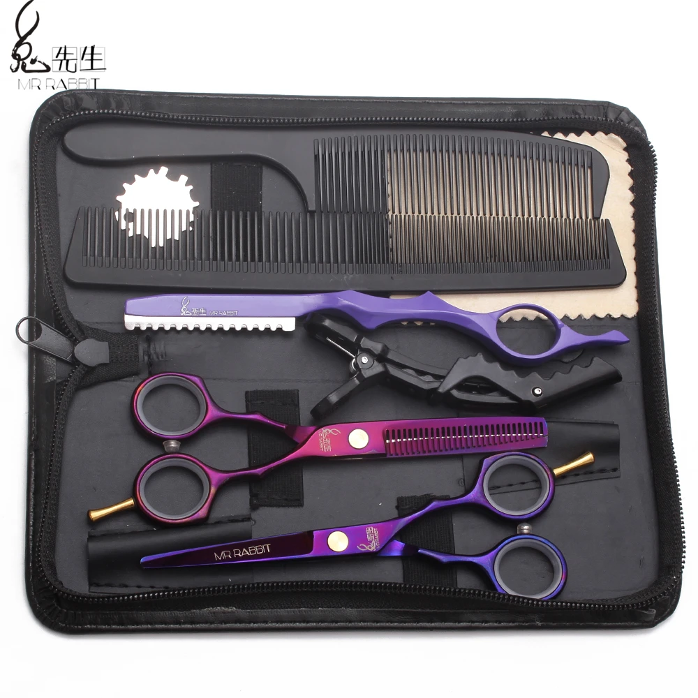 

Suit 5.5" JP Stainless Mr Rabbit Purple Professional Hairdressing Scissors Cutting Scissors Thinning Shears Hair Scissors M1104