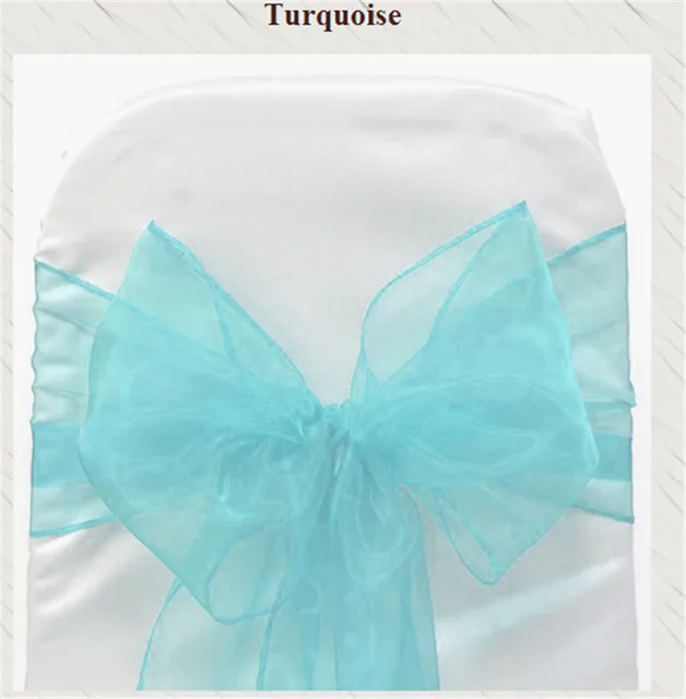 100pcs Wedding Turquoise Organza Chair Sashes Bow For Banquet 100pcs Wedding Turquoise Organza Chair Sashes Bow For Banquet Decoration Free Shipping