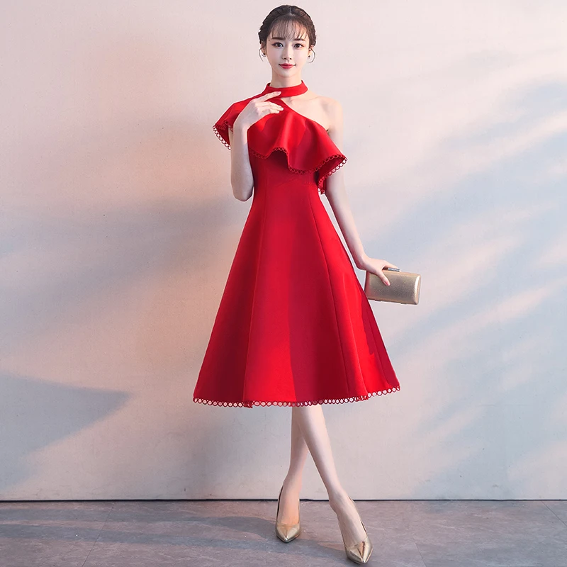 Свадебное платье для гостей, банкетное платье Vestido, Короткие бальные платья для выпускного вечера, бальное платье красного и черного цвета, повседневные платья для девочек TS1086