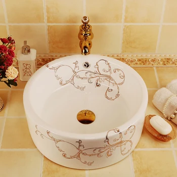 

Modern home decoration table top art bathroom porcelain washing basin