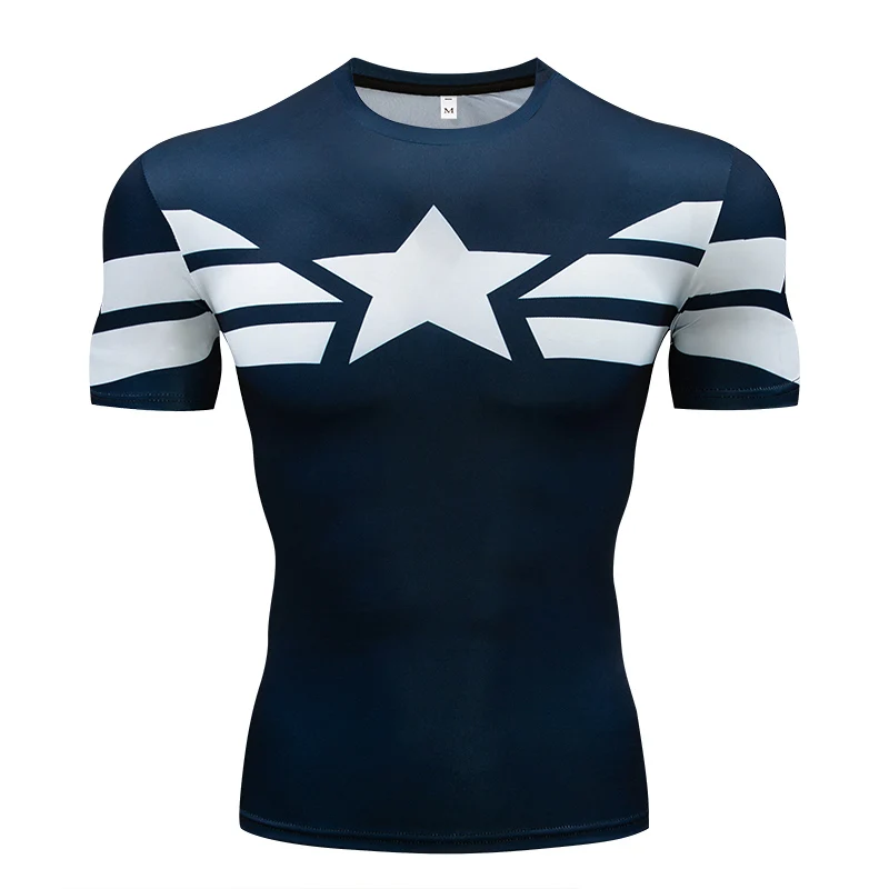 Повседневная мужская футболка для фитнеса с 3D супергероем Железным человеком, компрессионная футболка с коротким рукавом для фитнеса, летняя модная футболка для фитнеса - Цвет: CY018
