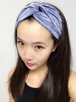 

T17520 fashion new 100% cotton stripe printed headband hair headband Twist Elastic Turban Headband for women