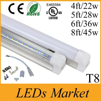 

Integrated Led tube light 4ft 5ft 6ft 8ft Tube T8 Led Fluorescent Tubes Light AC110-240V 3 years warranty UL CE cUL