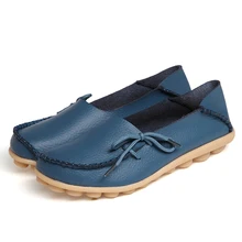 Women Genuine Leather Mother Shoes Moccasins Women’s Soft Leisure Flats Female Driving Shoes Flat Loafers big plus size 35-43