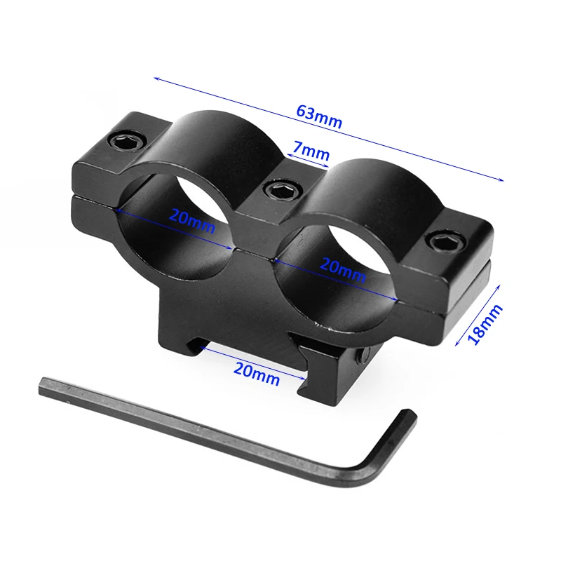 Tactical 20mm Scope Mount Dual Hole Flashlight Laser Sight Rings Medium