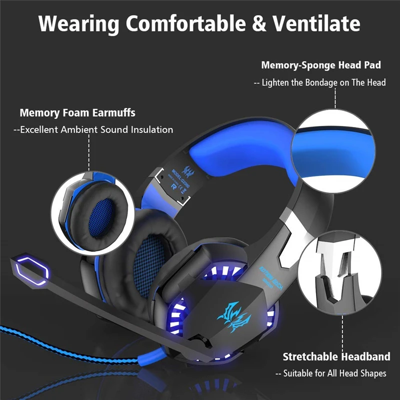 Led 3.5mm Earphone Gaming Headset Headphhone With Microphone Mic PC Game Stereo Gaming Headphone With Microphone For Computer