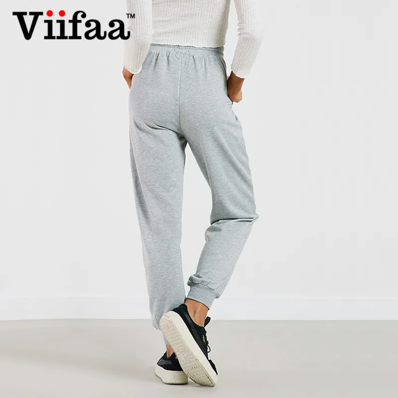 Viifaa свободные спортивные штаны с завязками, женские повседневные серые брюки с высокой талией на осень и зиму, штаны для бега