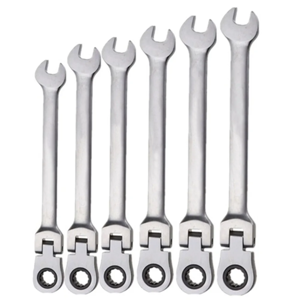 

1pc /6Pcs/set Fixed Head Ratcheting Combination Spanner Wrench Sets Hand Tools Ratchet Handle Wrenches 8/9/10/11/12/13mm