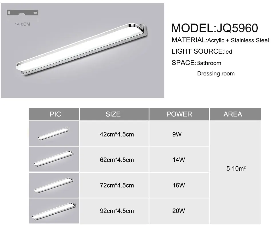JUSHENG современный линейный светодиодный настенный светильник, светильники над зеркалом, Светильники для ванной комнаты, бра, освещение 25~ 112 см, AC90-260V