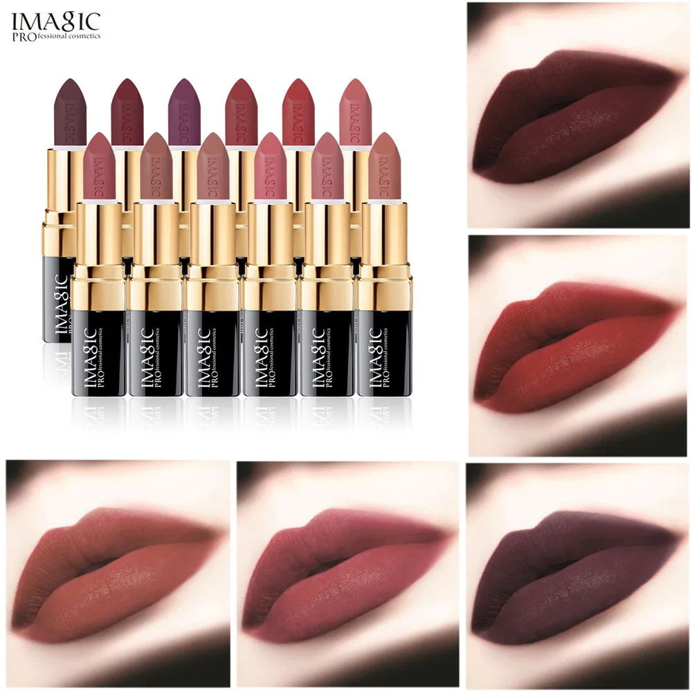 

IMAGIC Lipstick Women's Pro Black Liquid Lipstick Moisturizer Velvet Metal Texture Lipstick Cosmetics For Beauty Makeup 19L0517