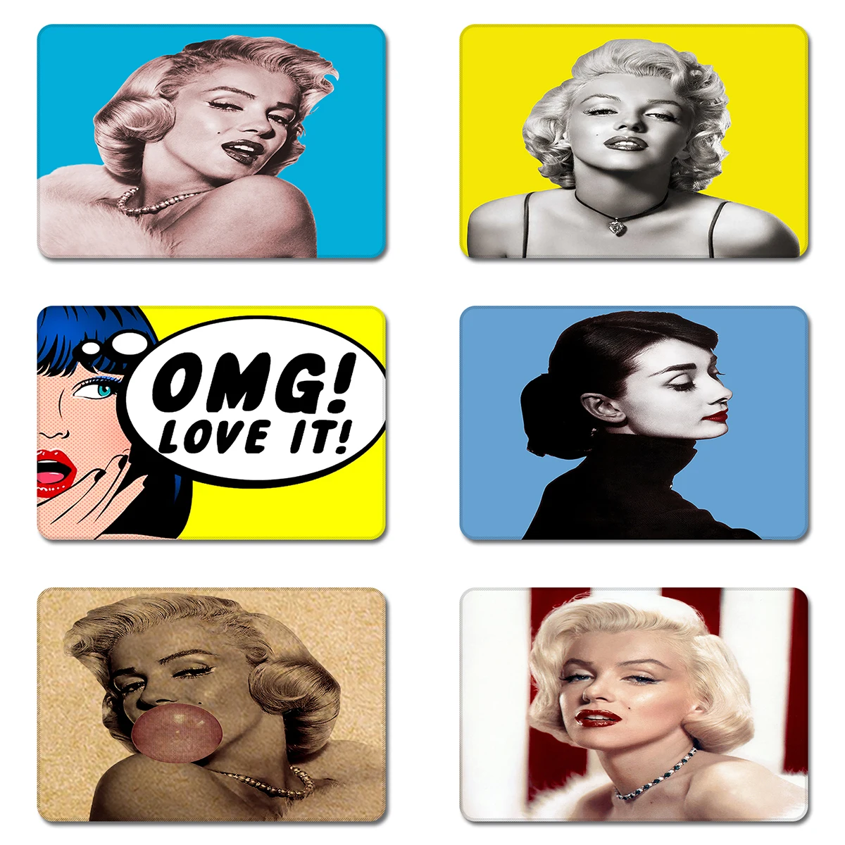 

Pop Art Marilyn Monroe Audrey Hepbern Nature Rubber Table Mouse Pad Laptop Computer Enclosure Mousepad Mat