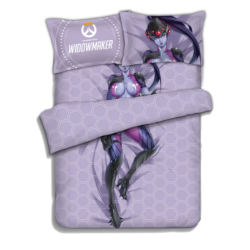 Японское аниме Overwatch Widowmaker постельные принадлежности простыни комплекты постельного белья покрывало наволочка чехол 4 шт