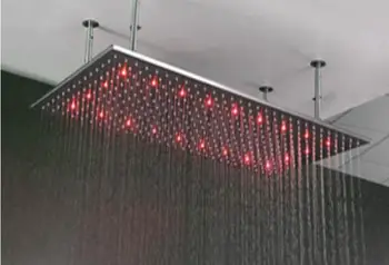 

Fashion Ceiling Mount Brush Bathroom Shower 400*800mm Water Powered LED Rain Shower Head With Arm Retanglr Douche