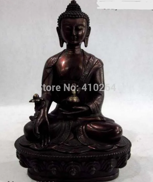 

8" Tibet Buddhism Copper Bronze Pharmacist Bhaisajyaguru Sakyamuni Buddha Statue