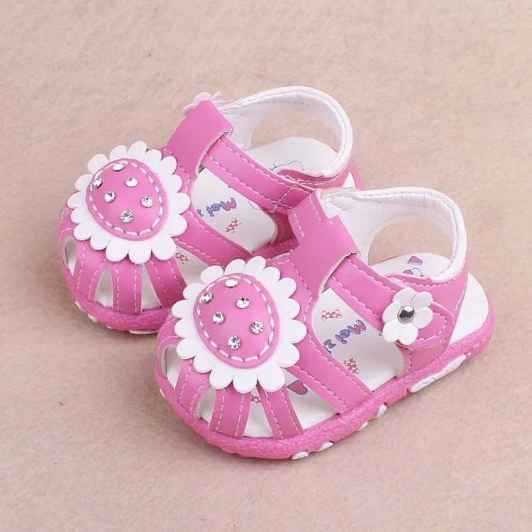 Baby Girls Toddler Summer Sandals Hook and Loop Leather Sun Flower Princess Shoe