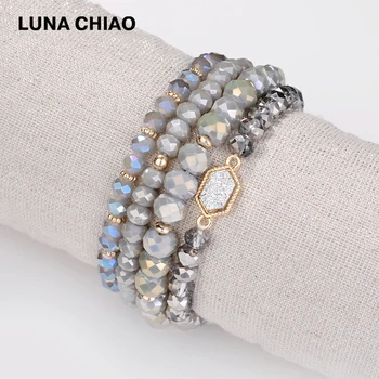 

LUNA CHIAO Fashion Stretchable 6 colors Crystal Beaded Strand Bracelets Pack Set Lot Bracelet