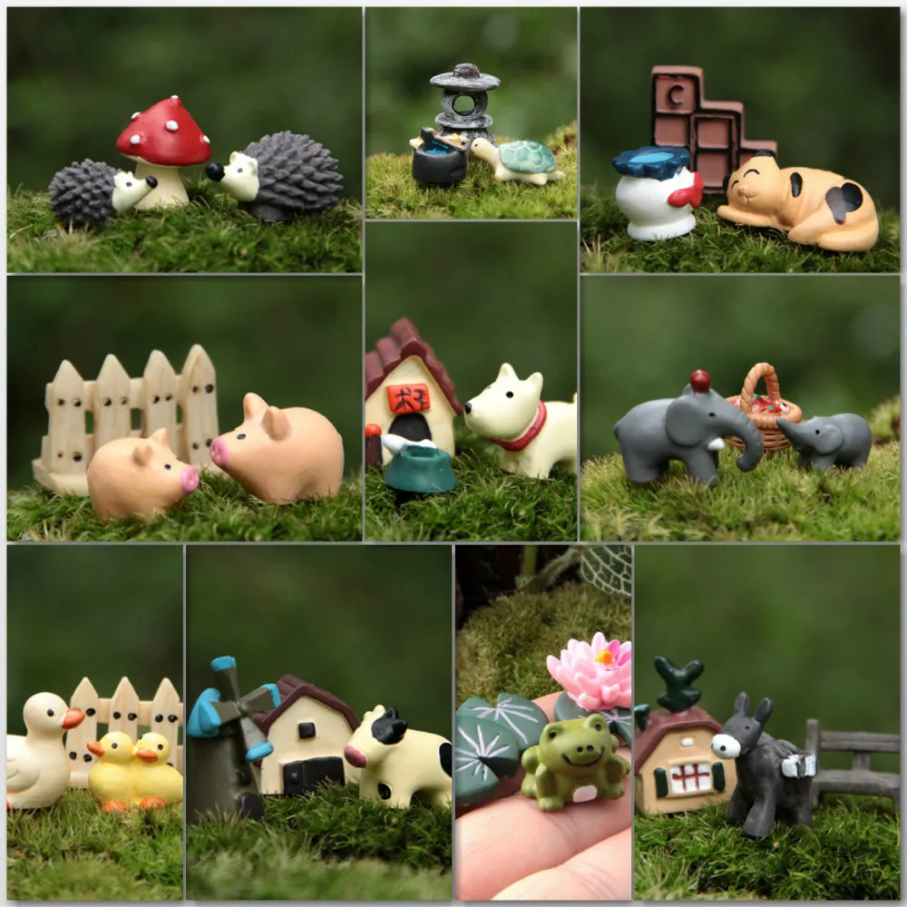 Zakka Children Mini Dolls Kawaii Forest Animals Duck Chick Elephant Cow Cats Donkey Frog Turtle Pig hedgehog Action Figure Doll | Игрушки и