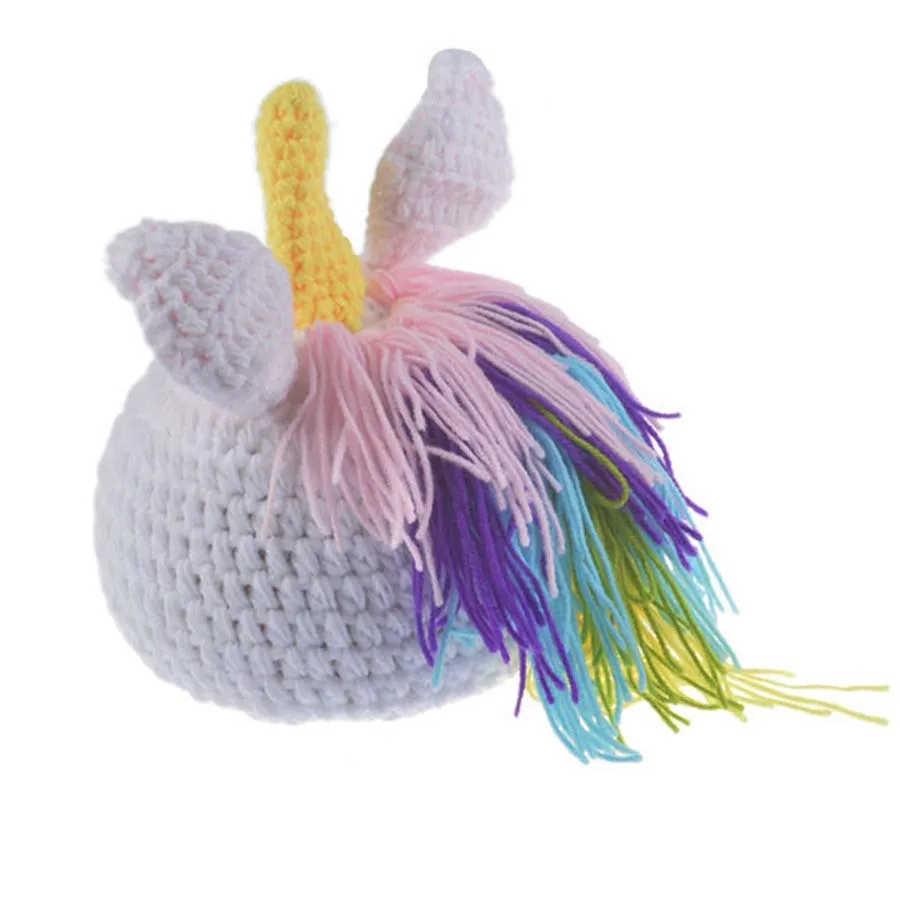 Crochet Unicorn Costume Outfit Newborn Rainbow Unicorn Photography Prop Baby Hat and Diapre Cover Set Infant Shower Gift (9)