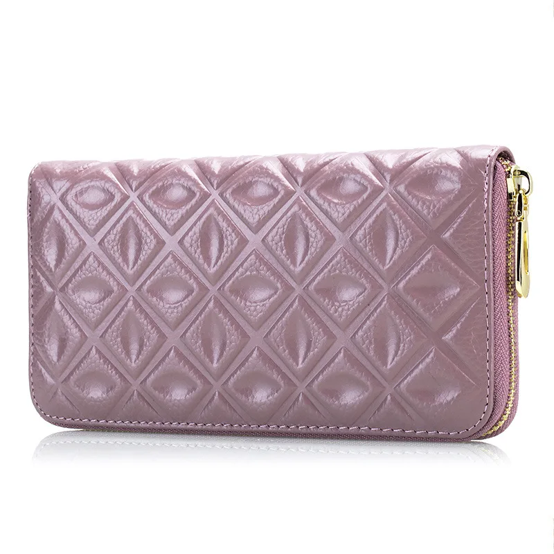 

Zipper Womens Wallets Purses Genuine Cow Leather Embossing Pattern Money Organizer Clutch Bag Pouch Card Case Pocket Coin Purse
