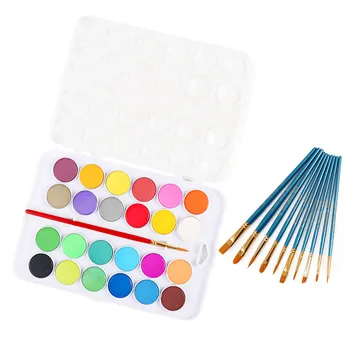 

24 Colors Professional Watercolor Art Paint Set 10 Paint Brushes for Acrylic Watercolor Painting Students Teachers Artists