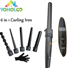 6 в 1 Многофункциональный волос щипцы для завивки волос с набором насадок Плойка для завивки волос комплект Pro сменных ствола турмалин щипцы для завивки машины